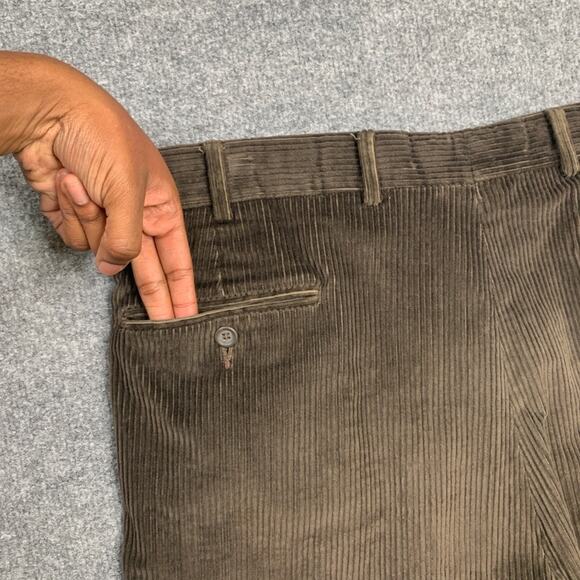 Linea Naturale Pants Mens 38 Espresso Brown Corduroy Pleated Trouser Folded Cuff - Picture 7 of 11